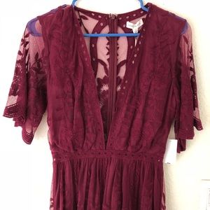 🚫SOLD🚫Burgundy Wine Boho Lace Maxi Dress
